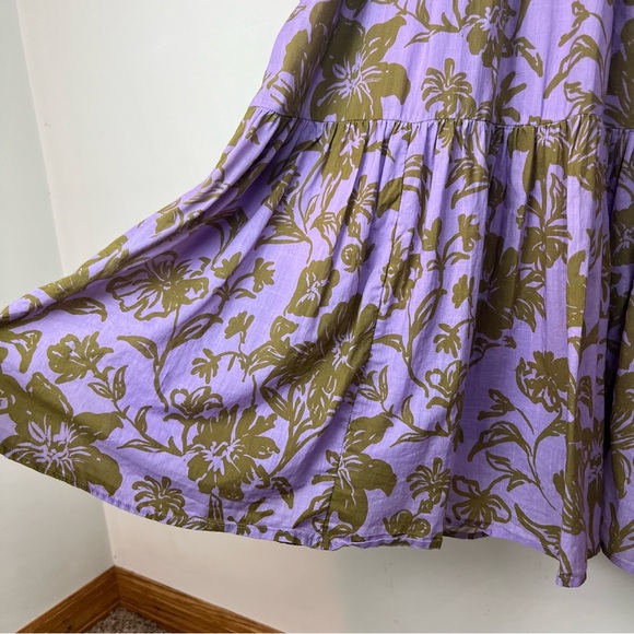 Anthropologie Peregrine Tiered Midi Dress Smocked Cottagecore Large L Purple - Picture 14 of 16